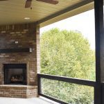 outdoor balcony with fireplace