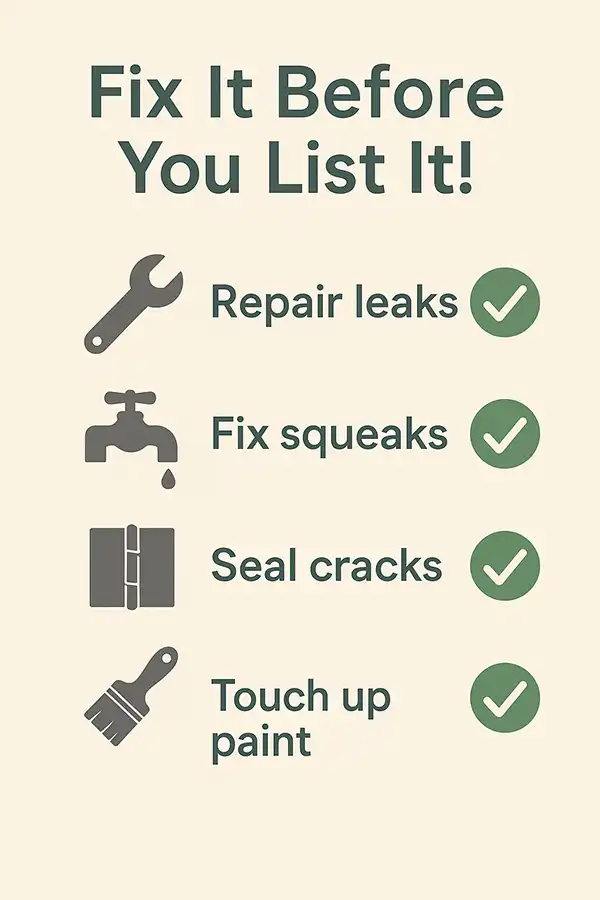 Home maintenance checklist illustration for sellers preparing to list.