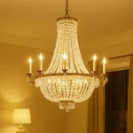 Dining room featuring a statement chandelier defining the space.