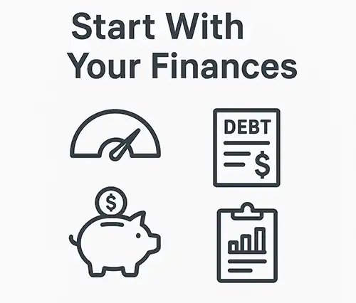 Checklist of financial steps for first-time homebuyers.