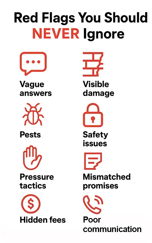 Infographic listing common rental red flags.